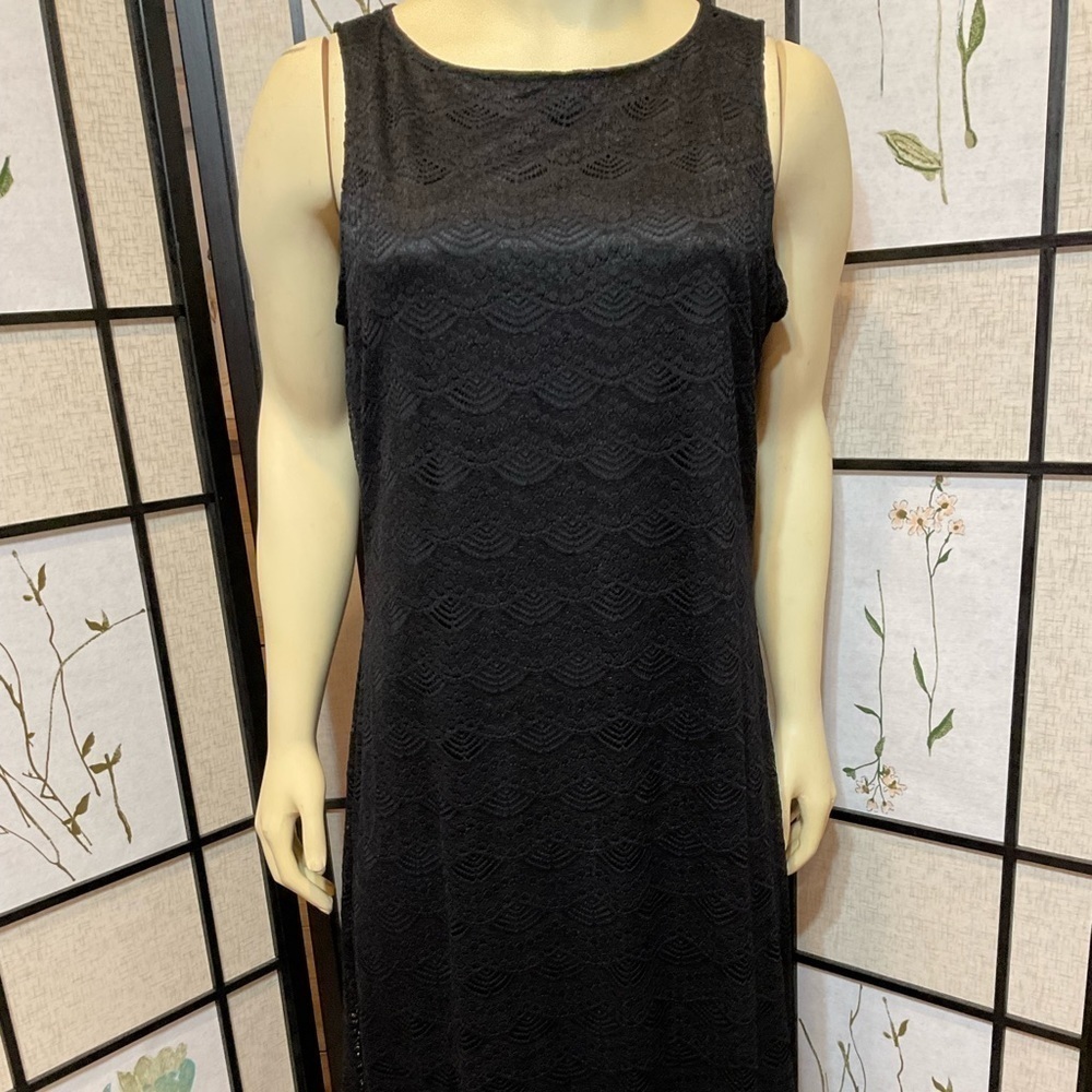 C. Wonder Black Lace Maxi Dress with Underslip